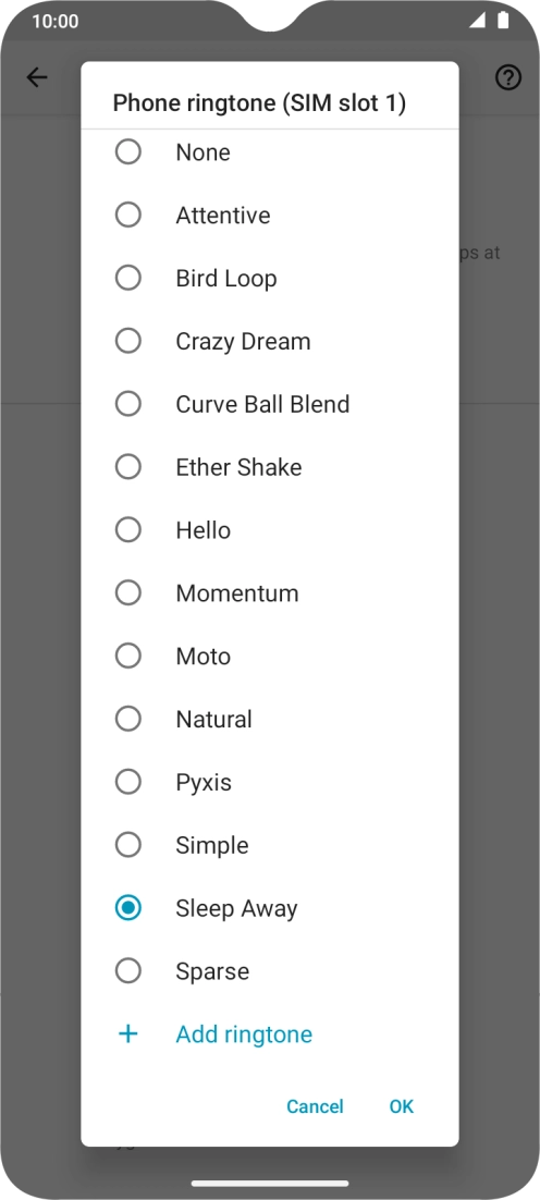 Once you've found a ring tone you like, press OK. Once you've found a ring tone you like, press OK.