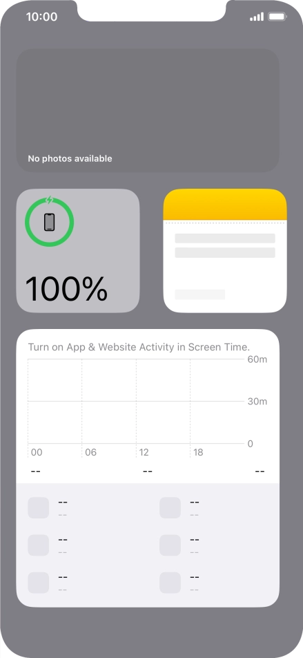 Slide your finger up or down on the screen to see more widgets. Slide your finger up or down on the screen to see more widgets.