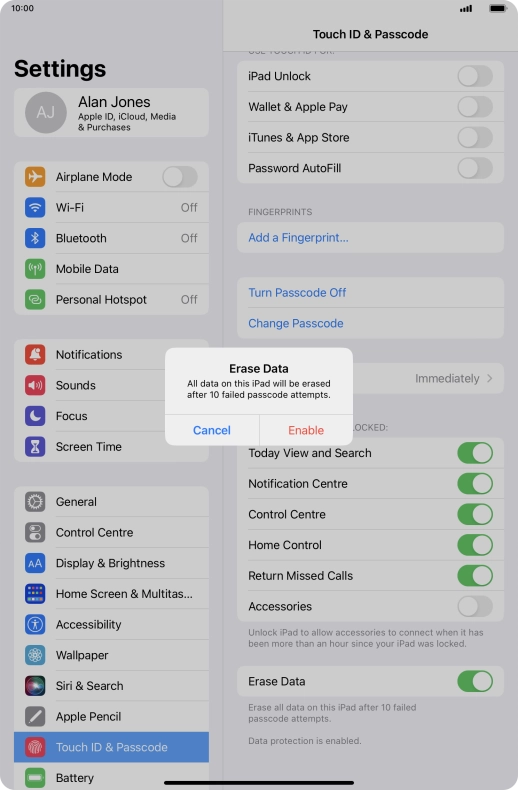 If you turn on the function, press Enable. If you turn on the function, press Enable.