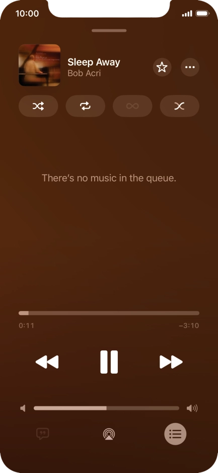 Press the shuffle icon to turn the function on or off. Press the shuffle icon to turn the function on or off.