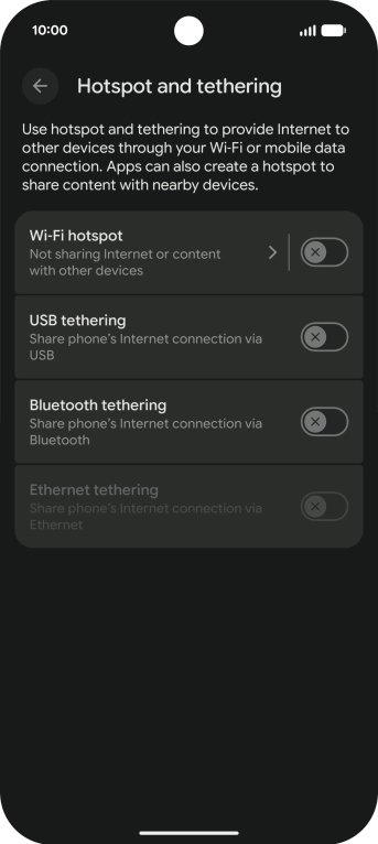 Press Wi-Fi hotspot. Press Wi-Fi hotspot.