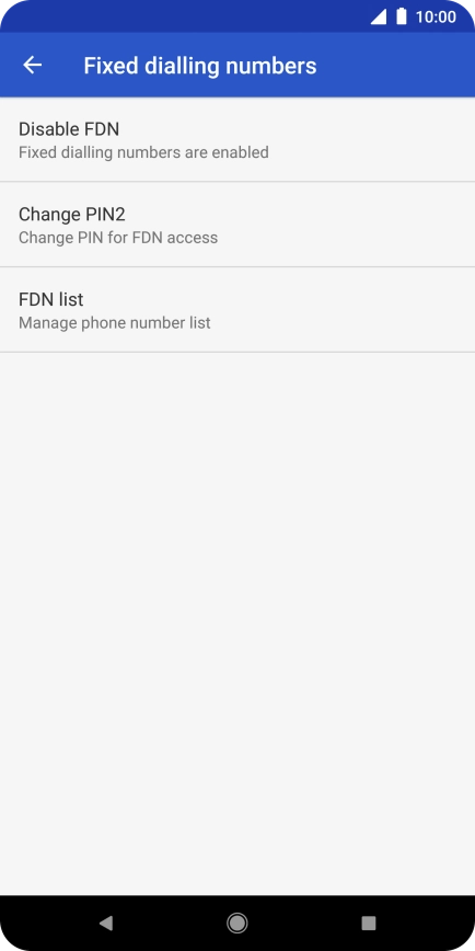 Press Disable FDN. Press Disable FDN.