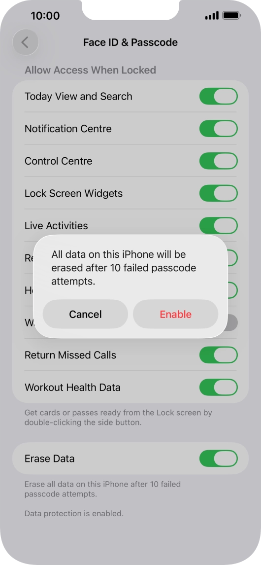 If you turn on the function, press Enable. If you turn on the function, press Enable.
