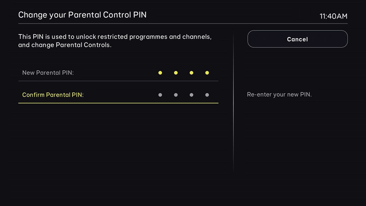 Key in the required PIN again. Key in the required PIN again.