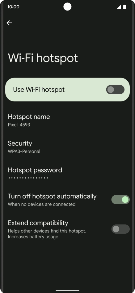 Press Hotspot password and key in the required password. Press Hotspot password and key in the required password.