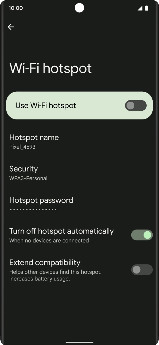 Press Hotspot password and key in the required password. Press Hotspot password and key in the required password.