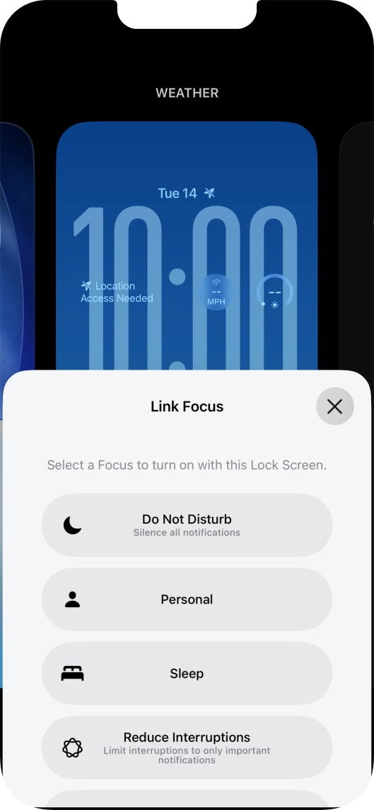 Press the required focus mode. Press the required focus mode.