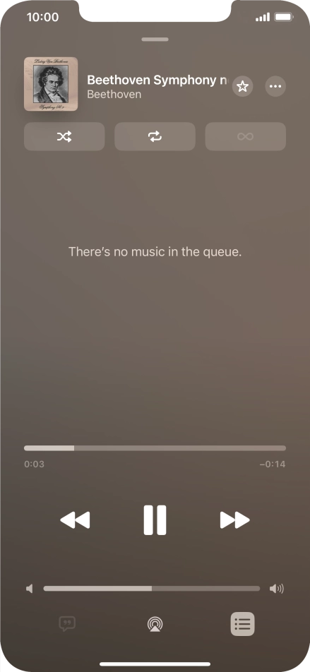 Press the shuffle icon to turn the function on or off. Press the shuffle icon to turn the function on or off.