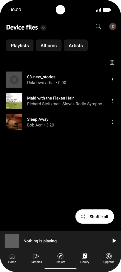 Press the required audio file. Press the required audio file.