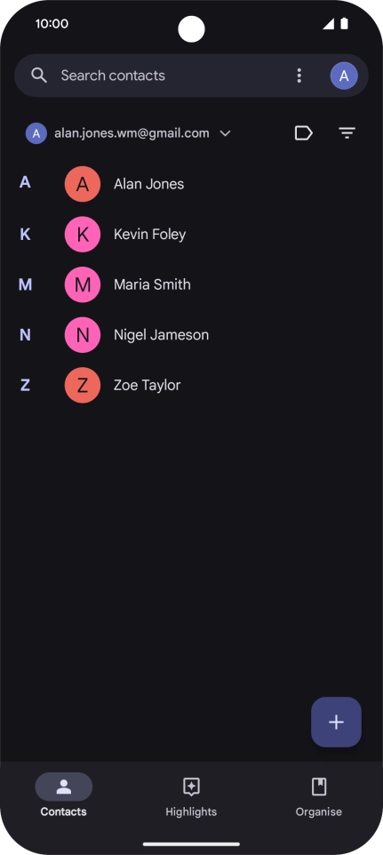 Press the new contact icon. Press the new contact icon.