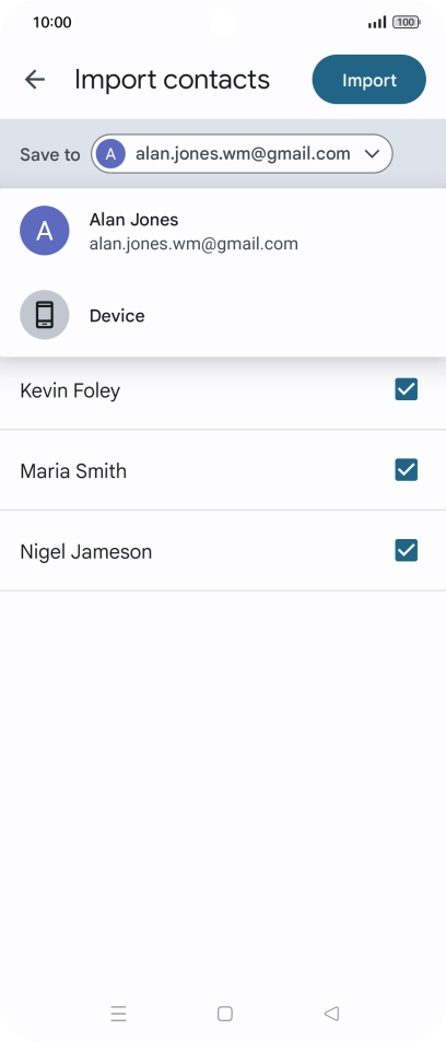 Press the required Google account. Press the required Google account.