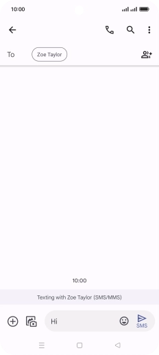 Press the send icon when you've finished your SMS. Press the send icon when you've finished your SMS.