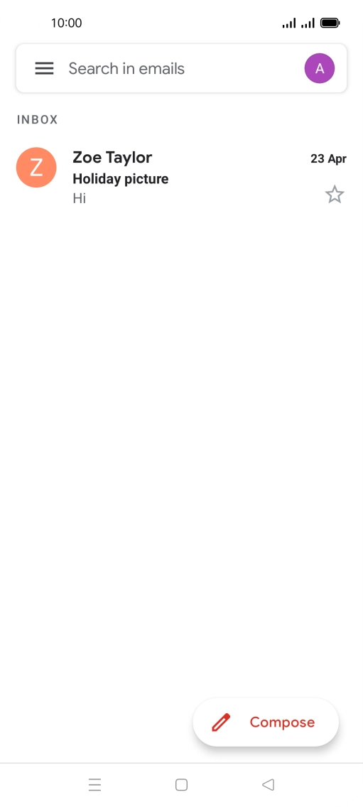 Press the email account icon. Press the email account icon.