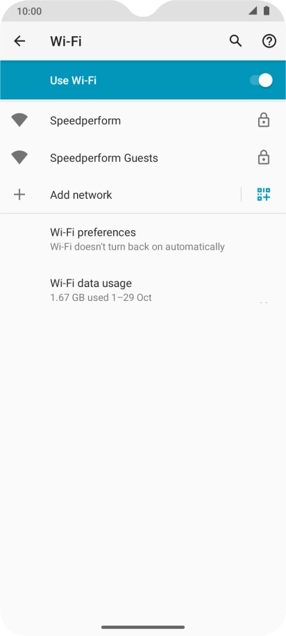 Press the required Wi-Fi network. Press the required Wi-Fi network.