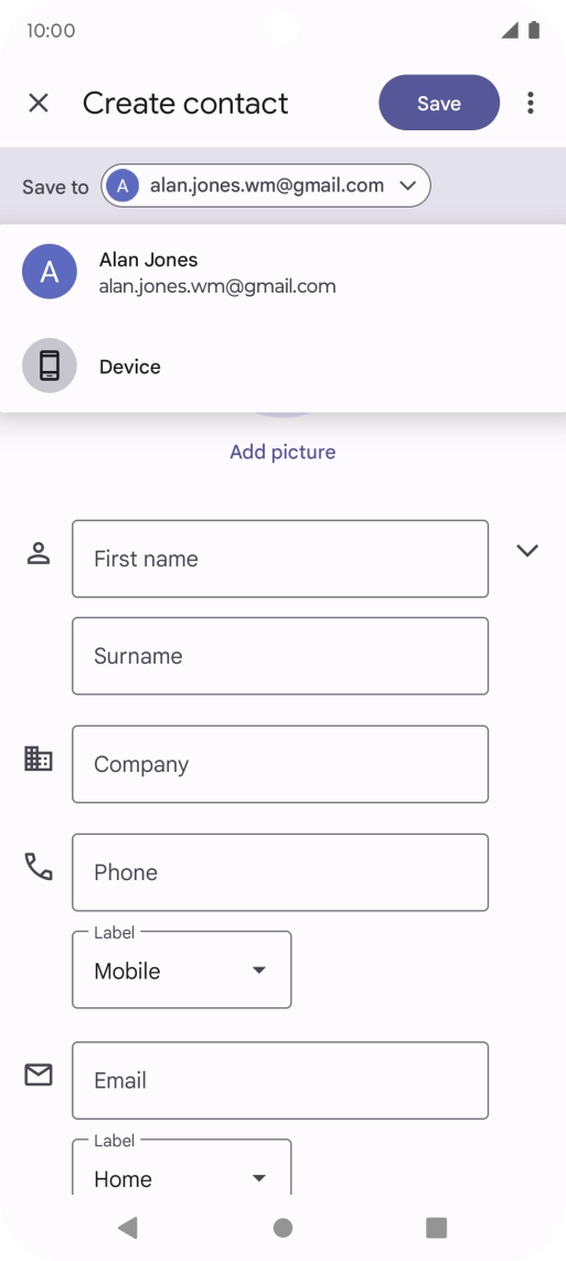 Press the required Google account. Press the required Google account.