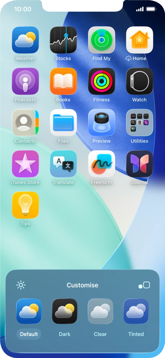 Press the required setting to select the size of app icons on the home screen. Press the required setting to select the size of app icons on the home screen.