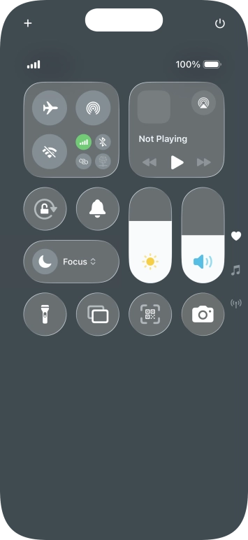 Press the flight mode icon to turn the function on or off. Press the flight mode icon to turn the function on or off.
