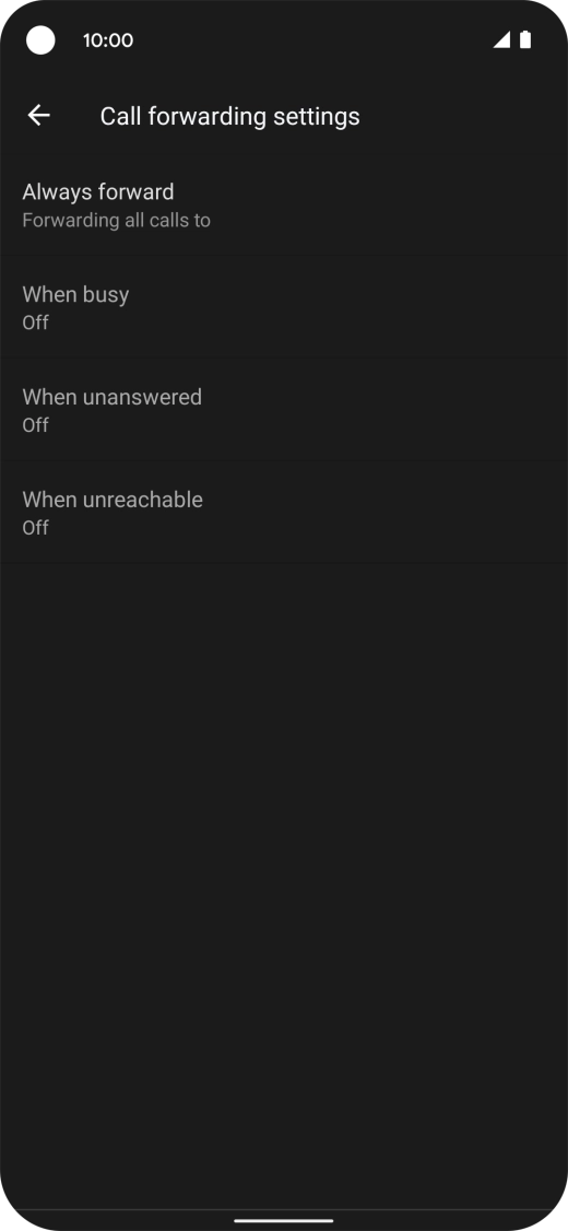 Press the required divert type. Press the required divert type.
