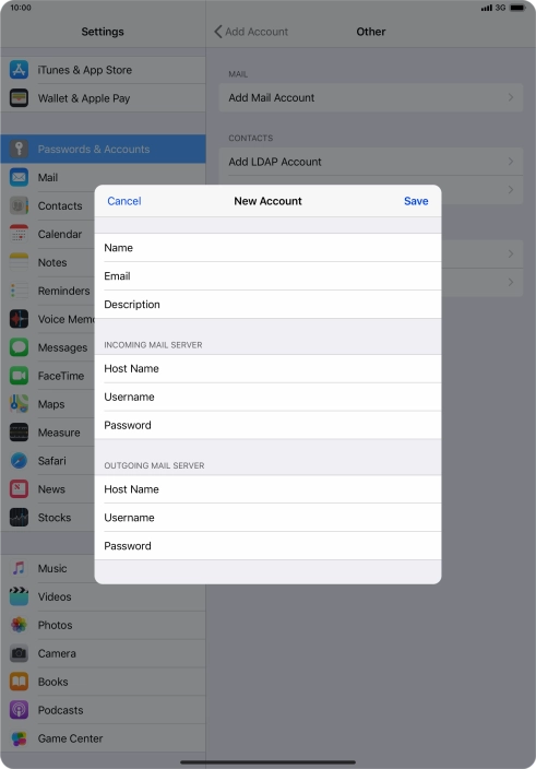 Press Username and key in the username for your email account. Press Username and key in the username for your email account.