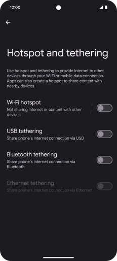 Press Wi-Fi hotspot. Press Wi-Fi hotspot.