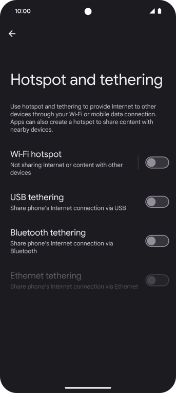 Press Wi-Fi hotspot. Press Wi-Fi hotspot.