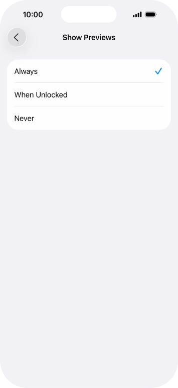 To select notification preview on the lock screen, press Always. To select notification preview on the lock screen, press Always.