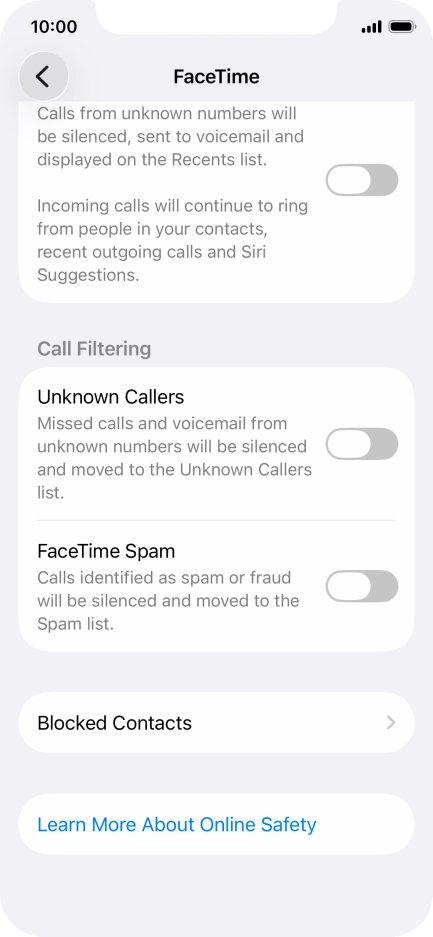 Press Blocked Contacts. Press Blocked Contacts.