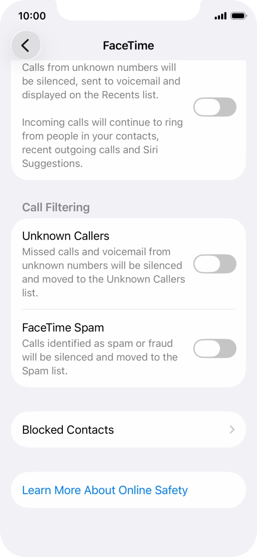 Press Blocked Contacts. Press Blocked Contacts.