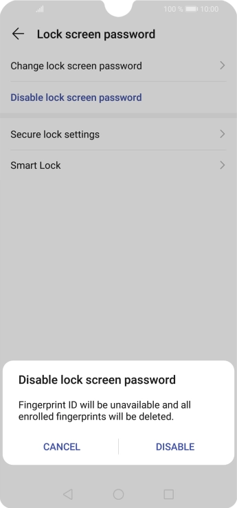 Key in the current phone lock code and press DISABLE. Key in the current phone lock code and press DISABLE.