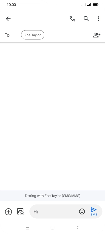 Press the send icon when you've finished your SMS. Press the send icon when you've finished your SMS.