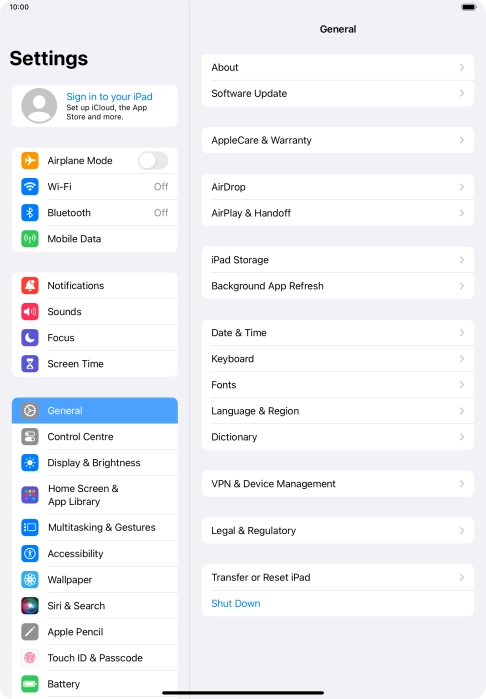 Press Sign in to your iPad. Press Sign in to your iPad.