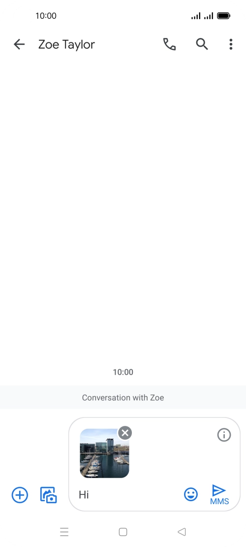 Press the send icon when you've finished your MMS. Press the send icon when you've finished your MMS.