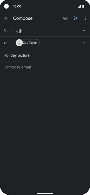 Press the text input field and write the text for your email. Press the text input field and write the text for your email.