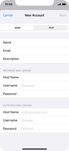 Press Username and key in the username for your email account. Press Username and key in the username for your email account.