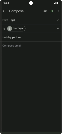Press the text input field and write the text for your email. Press the text input field and write the text for your email.