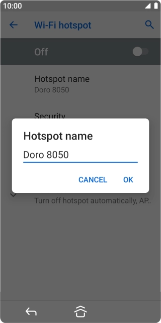 Key in the required Wi-Fi hotspot name and press OK. Key in the required Wi-Fi hotspot name and press OK.