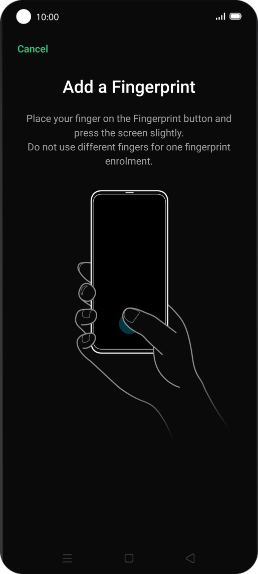 Follow the instructions on the screen to create the phone lock code using your fingerprint. Follow the instructions on the screen to create the phone lock code using your fingerprint.