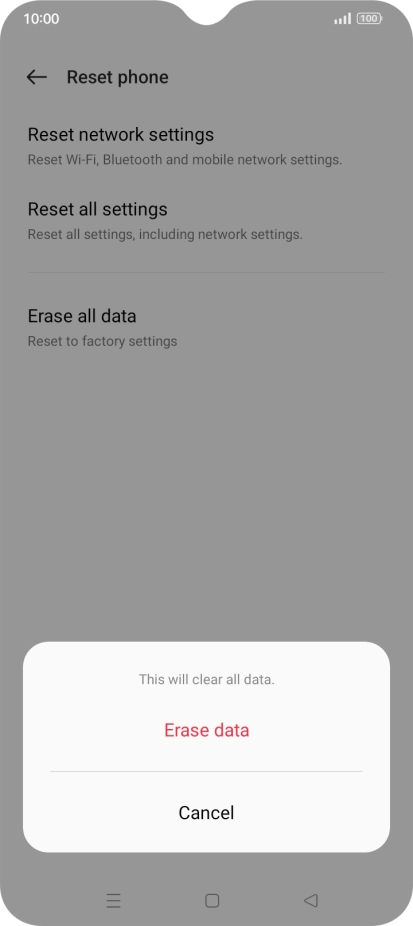 Press Erase data. Press Erase data.