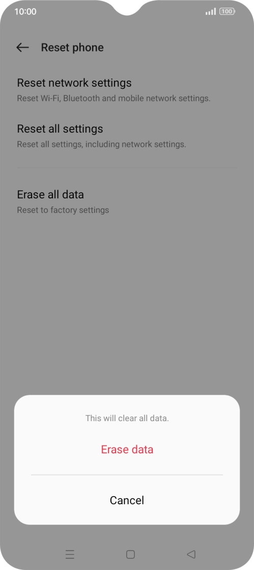 Press Erase data. Press Erase data.