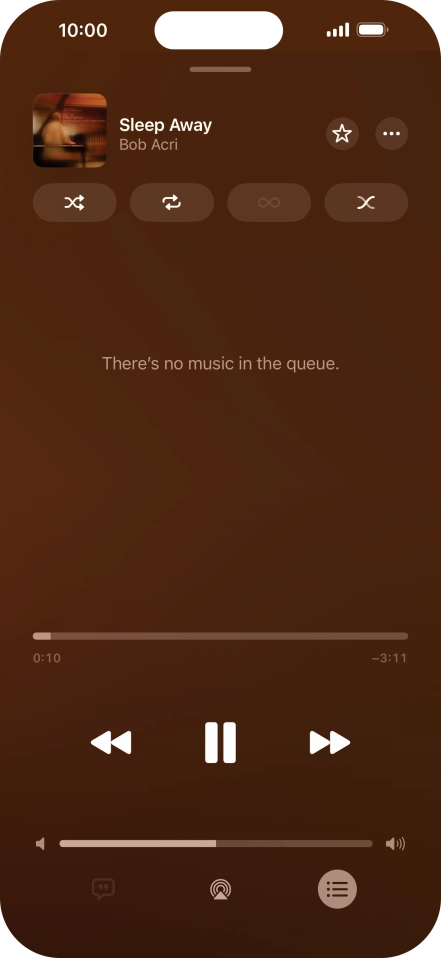 Press the shuffle icon to turn the function on or off. Press the shuffle icon to turn the function on or off.