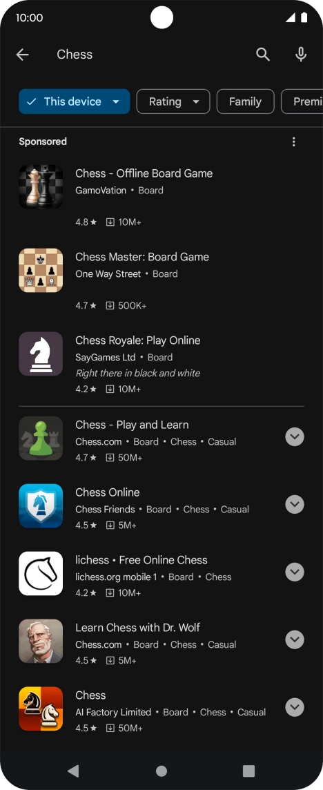 Press the required app. Press the required app.
