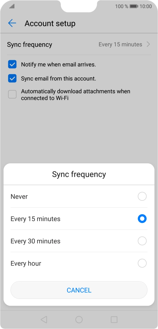 Press the required setting. Press the required setting.