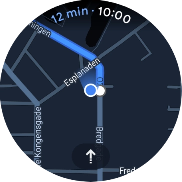 Press the route description icon to return to the directions. Press the route description icon to return to the directions.