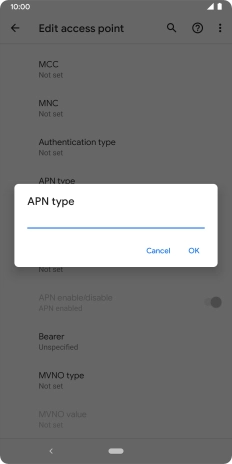 Key in default and press OK. Key in default and press OK.