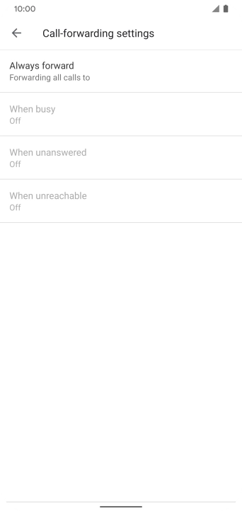 Press the required divert type. Press the required divert type.
