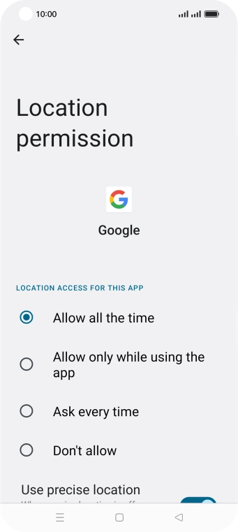 Press the required setting. Press the required setting.
