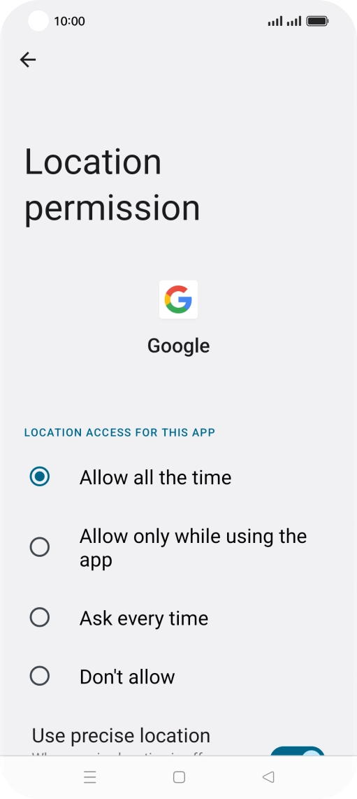 Press the required setting. Press the required setting.