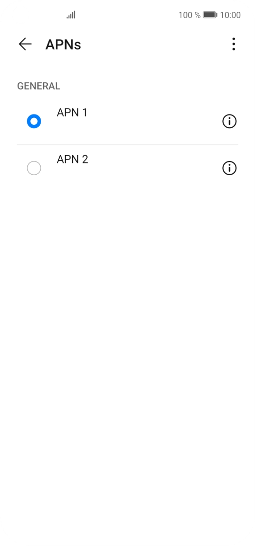 Press the field next to the required data connection to activate it. Press the field next to the required data connection to activate it.