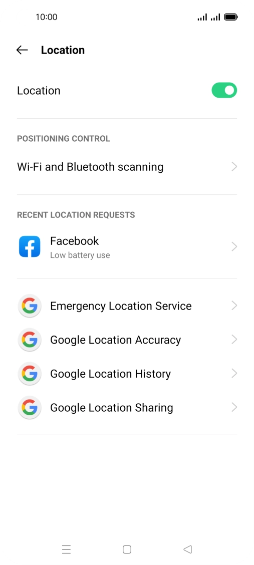 Press Google Location Accuracy. Press Google Location Accuracy.