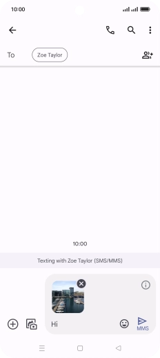 Press the send icon when you've finished your MMS. Press the send icon when you've finished your MMS.
